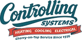 Controlling Systems logo with text: “Heating, Cooling, Electrical. Cherry-on-top service since 1976.”.