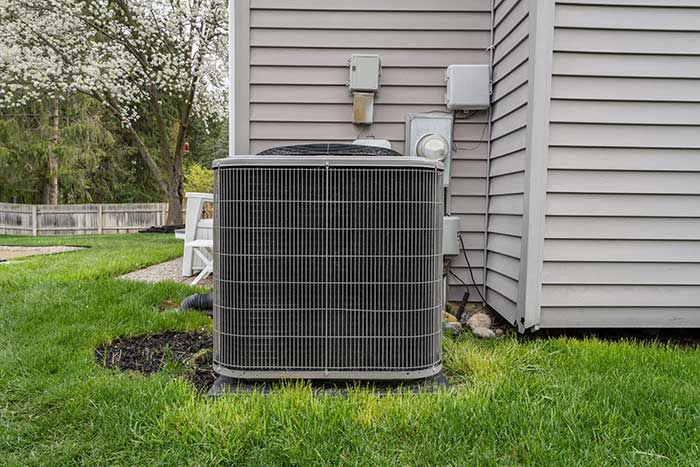 Residential AC condenser unit outdoors