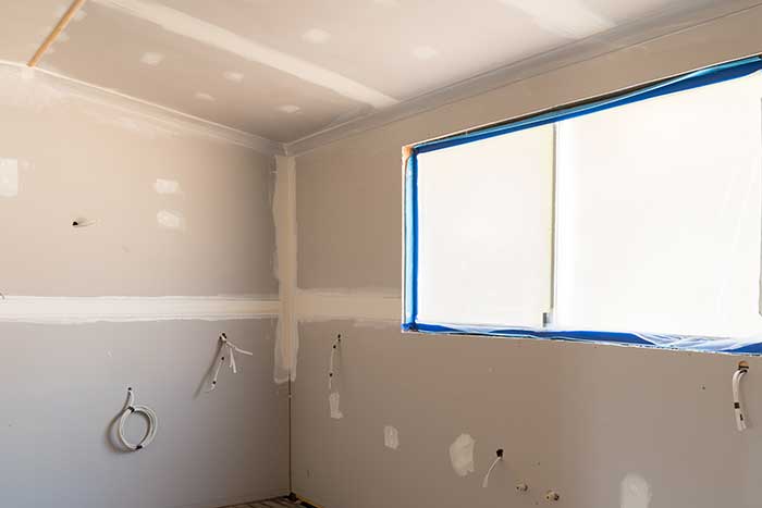 Residential electrical wiring in progress